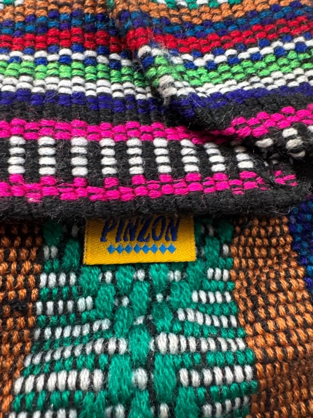 Pinzon Handwoven Green Striped Boho Backpack - Ethnic Pattern